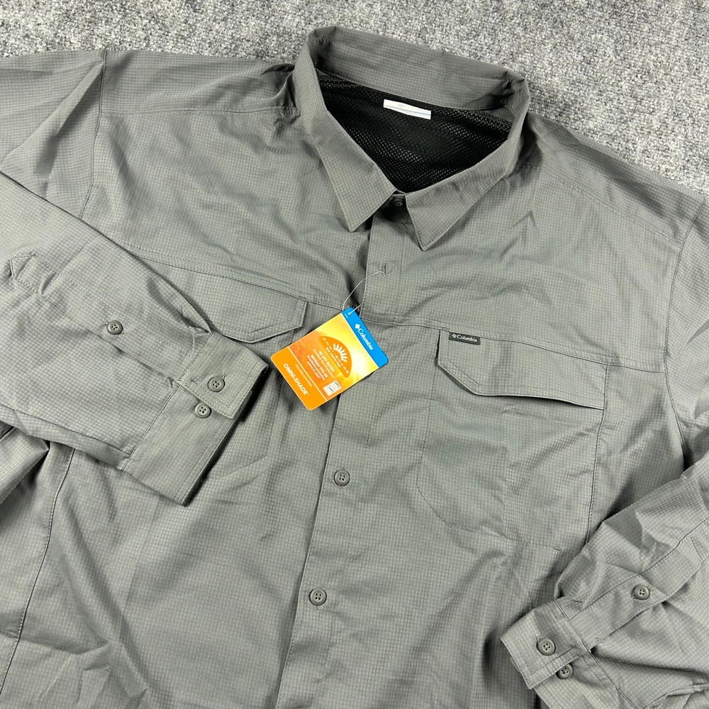 Columbia Silver Ridge Lite Shirt Mens 3X Grey Long Sleeve Omni-Shade AS1568-023
